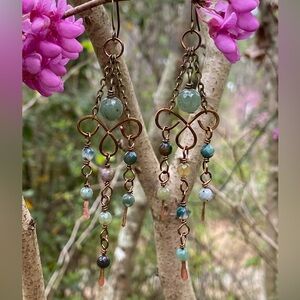 Bronze and Jasper Chandelier Earrings